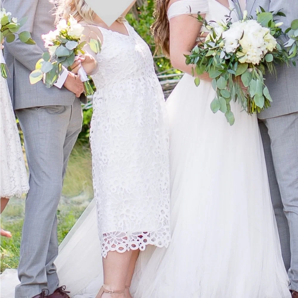 ASOS White Floral Lace Midi Dress - Picture 3 of 8